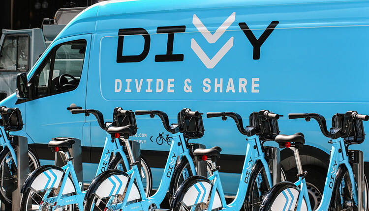 Divvy logo on side of a bike