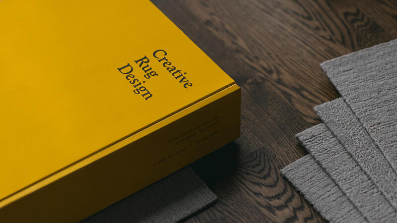 FLOR Packaging Branding Detail on box that says Creative Rug Design