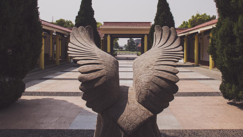Shanghai American School Entrance with eagle statue
